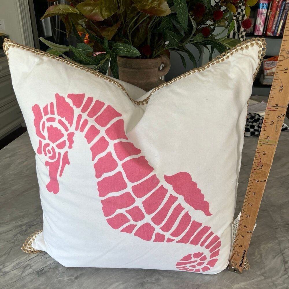 Pillow feather filled throw seahorse